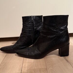 Vince Black Snakeskin Embossed Ankle Boots